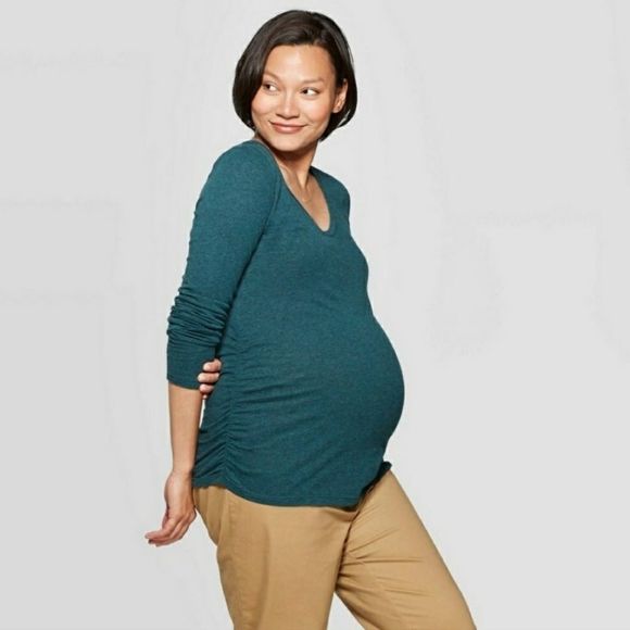 Isabel Maternity by Ingrid & Isabel Tops - Isabel Maternity Green Relaxed Top Blouse Large